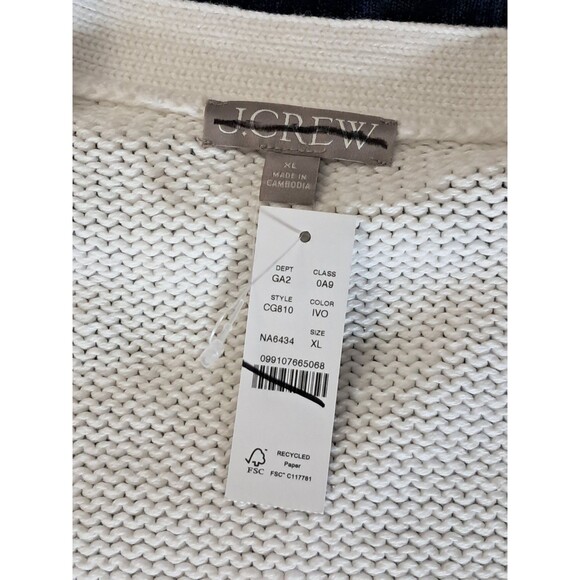 J.Crew Heritage Cotton Relaxed Cardigan Ivory CG810 $98 Size XL NWT - Picture 4 of 9